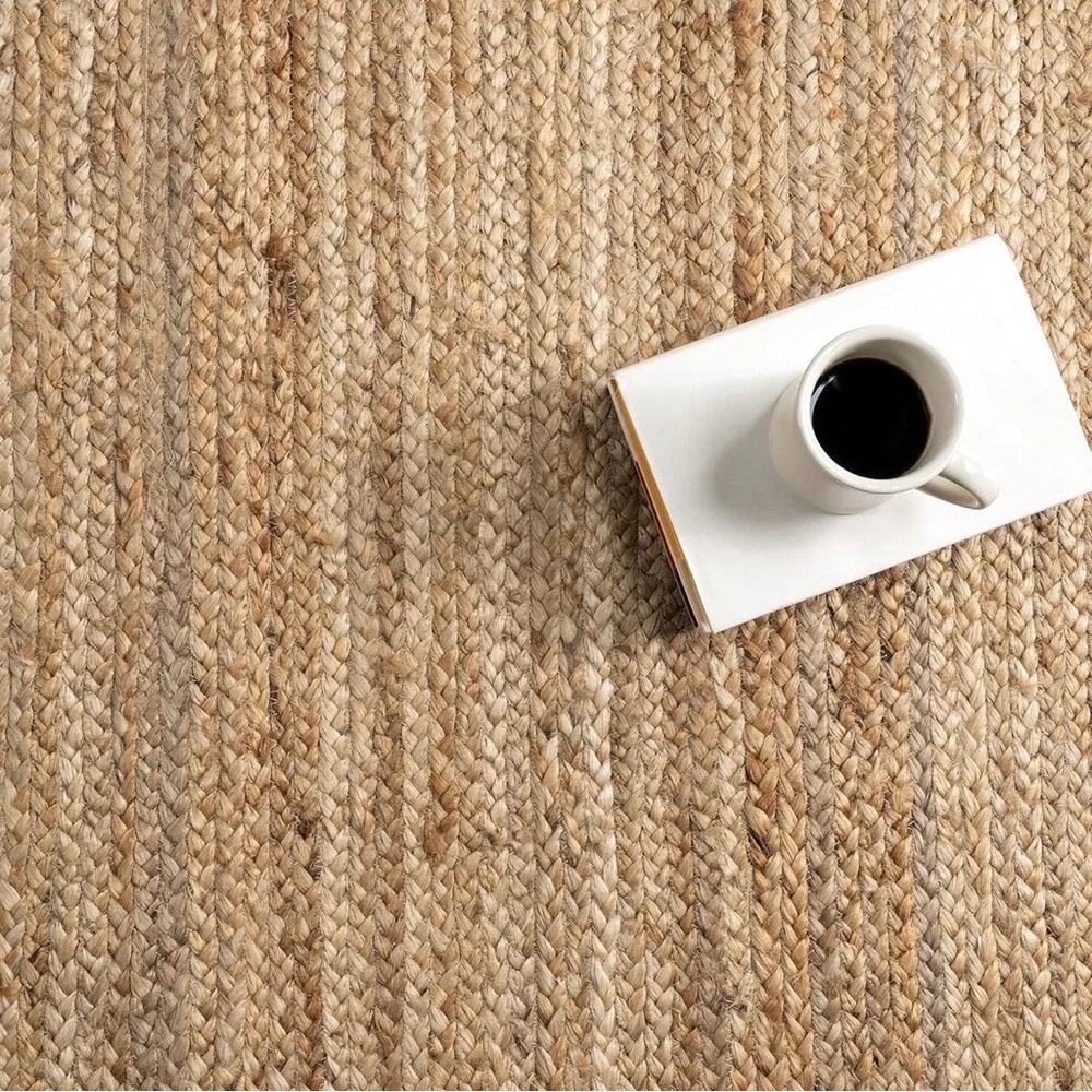 NEW West Elm XL Tan Boho Jute Woven Fiber Indoor Natural Area Rug Carpet 5' x 8'